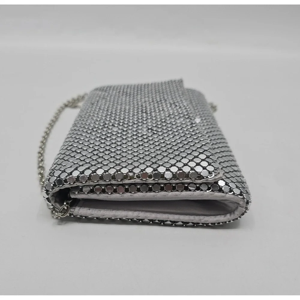 Gunne Sax Jessica McClintock Silver Metal Mesh Evening Bag Y2K Chain Purse